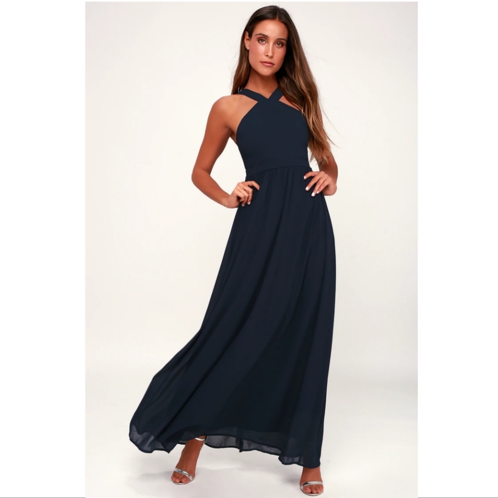 Lulu's Air of Romance Navy Blue Bridal Dress